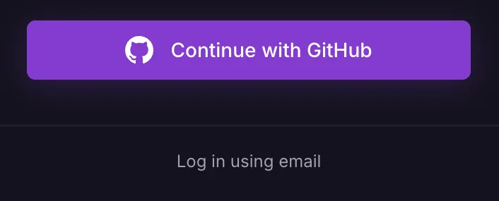 Railway’s sign-in screen. “Log in using email” is circled, below the Continue with GitHub button.